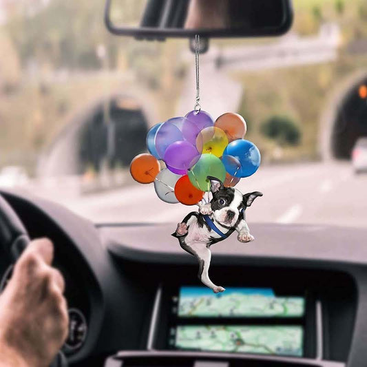 Boston Terrier Dog Fly With Bubbles Car Hanging Ornament BC001