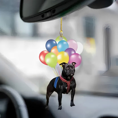 Staffordshire Bull Terrier Fly With Bubbles Car Hanging Ornament BC042