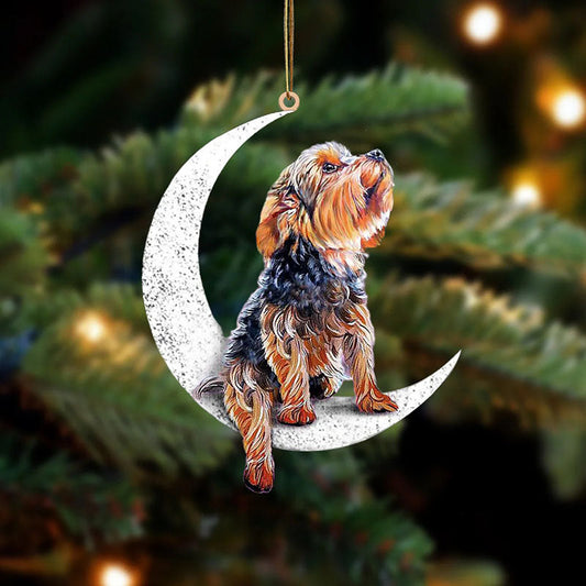 Yorkshire Terrier Sit On The Moon Ornament MO001