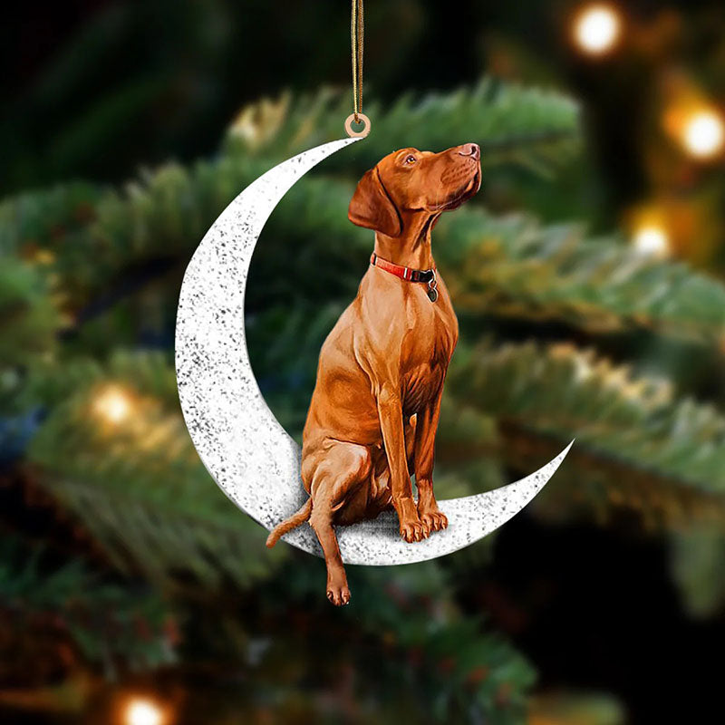 Vizsla Sit On The Moon Ornament MO028