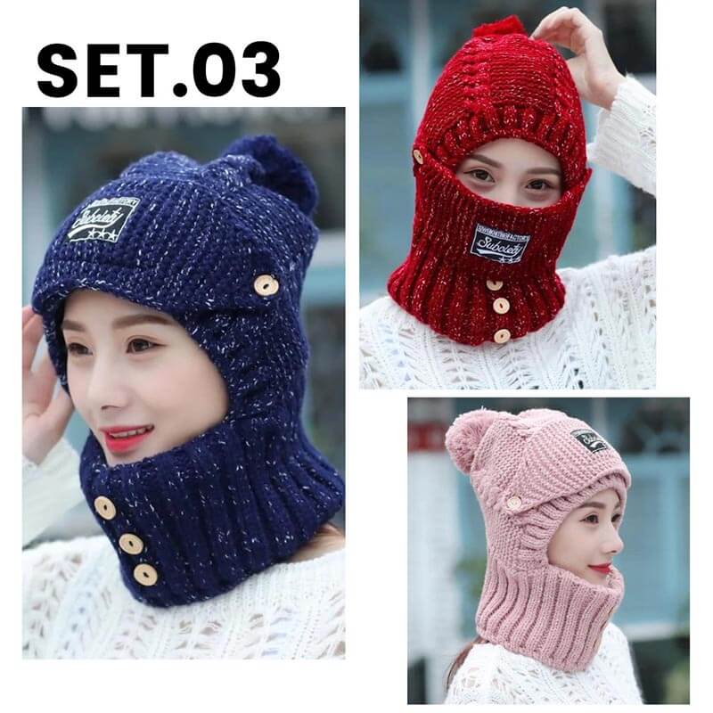 2 in 1 Mask Scarf Knitted Hat