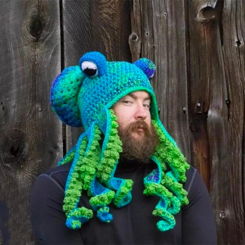 Octopus Pattern Color Block Knitted Hat - Special Gift