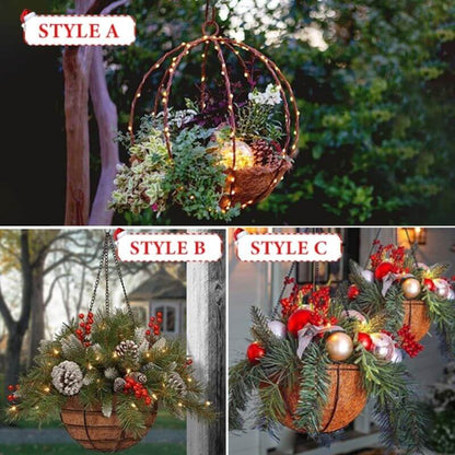 Pre-lit Artificial Christmas Hanging Basket（3 Types）