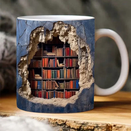 3D Bookshelves Hole In A Wall Mug