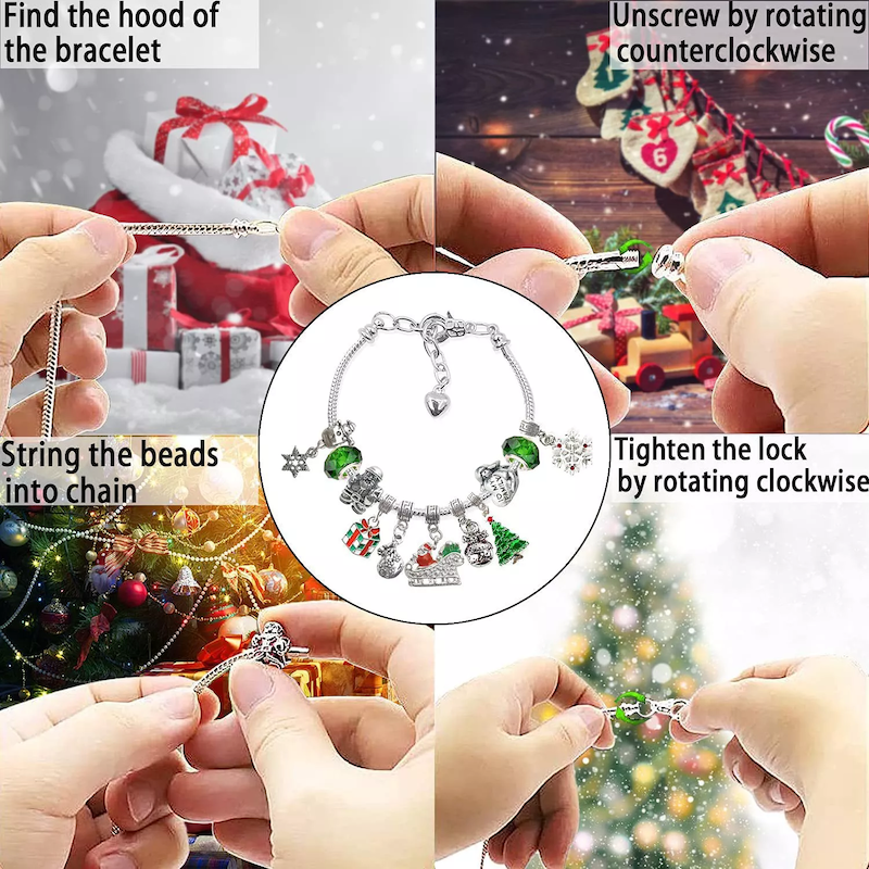 24 Days Countdown Calendar DIY Christmas Advent Calendar Bracelets Set