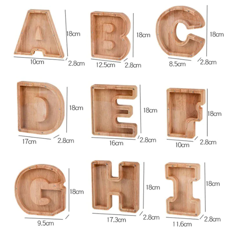 Wooden Letter Piggy Bank - Unique Gift For Your Child