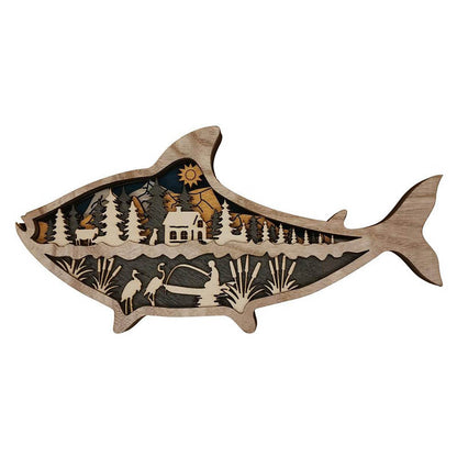 Wooden Fish Carving Handcraft Gift