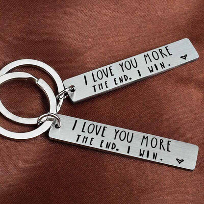 "I Love You More The End I Win" Funny Birthday Keychain