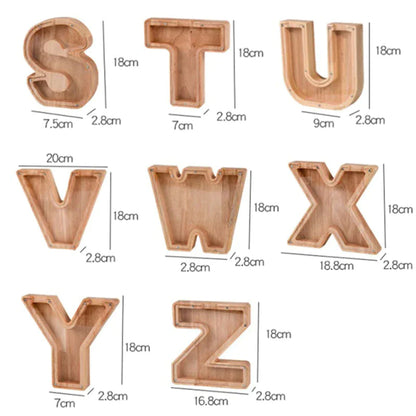 Wooden Letter Piggy Bank - Unique Gift For Your Child