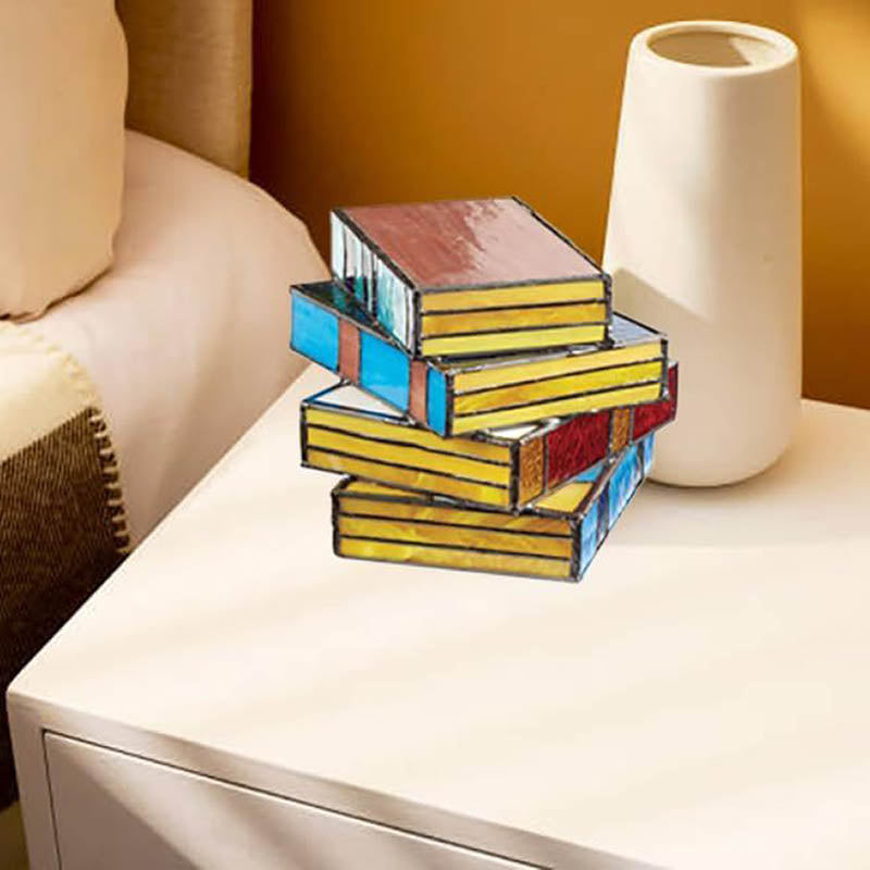 Stained Glass Stacked Books Lamp