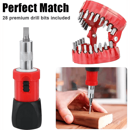 Denture Drill Bit Holder with 28 Bits Set