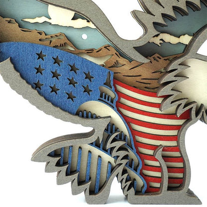 Summer Sale-American Flag Bald Eagle Carving Handcraft Gift