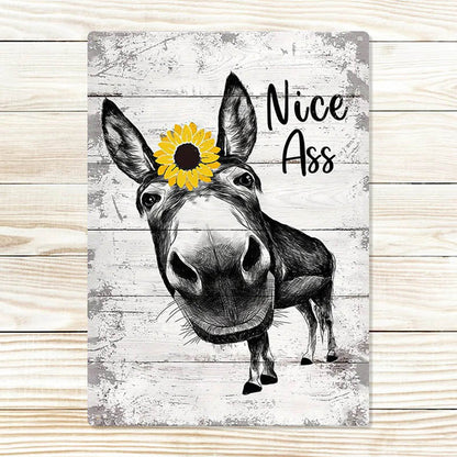 Funny Donkey Sunflower Metal Sign Unique Gifts For Home