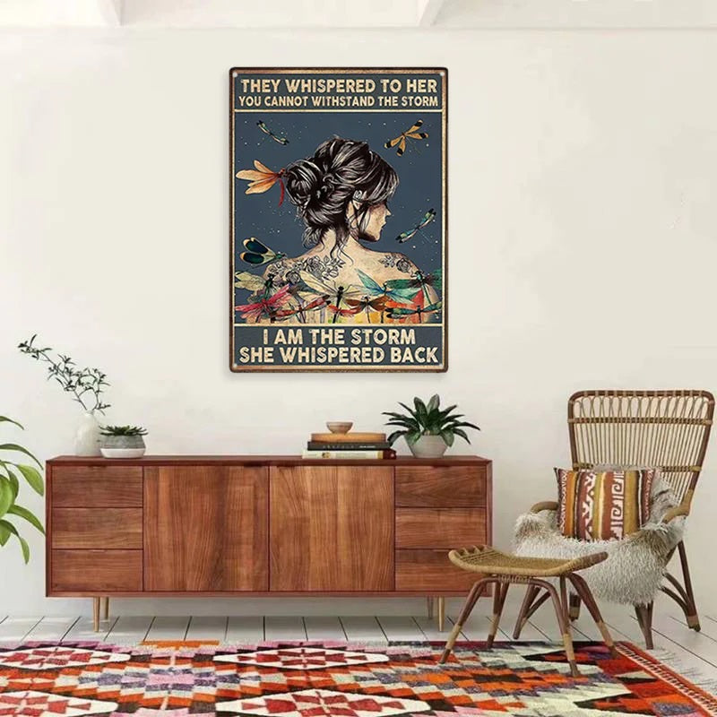 Vintage Metal Sign Print - Inspirational Quote Wall Art Decor for Home, Office, and Classroom - Butterflies Girl Design - Frameless