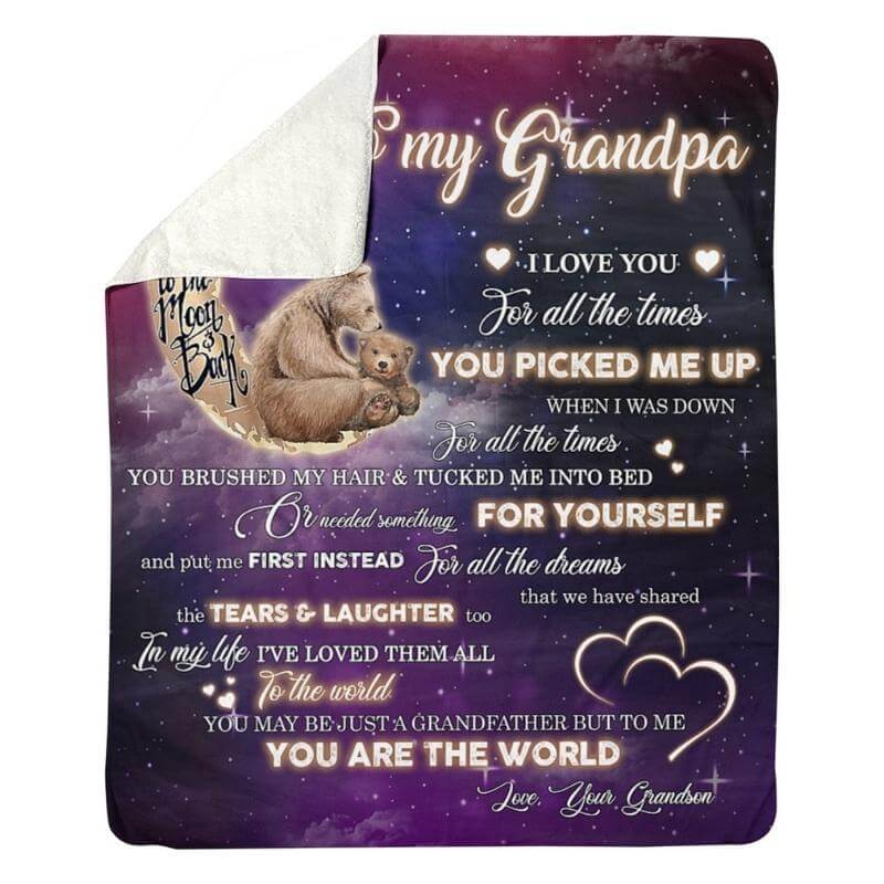 To My Grandpa - From Grandson - BearBlanket - A320 - Premium Blanket