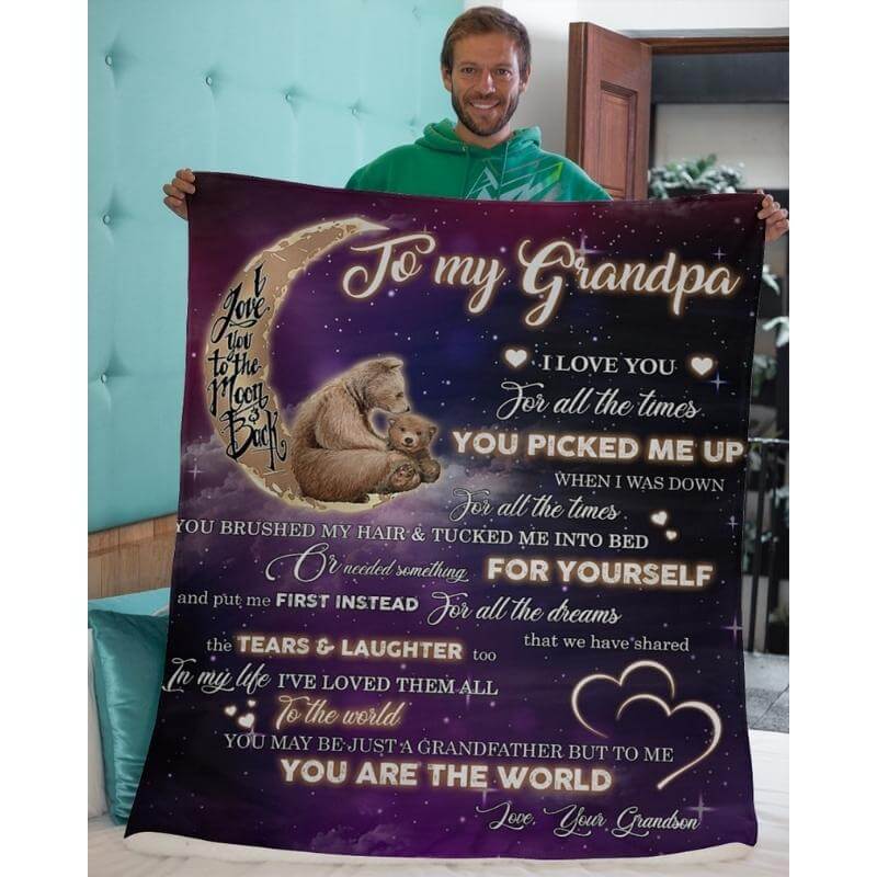 To My Grandpa - From Grandson - BearBlanket - A320 - Premium Blanket