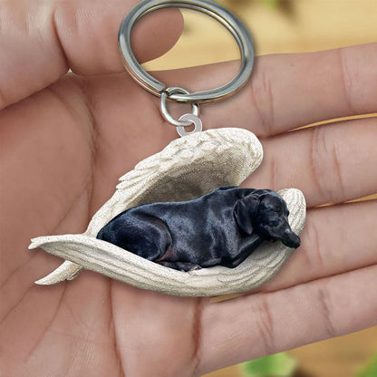 Sleeping Angel Acrylic Keychain Black Labrador