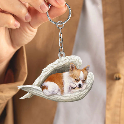 Sleeping Angel Acrylic Keychain Chihuahua