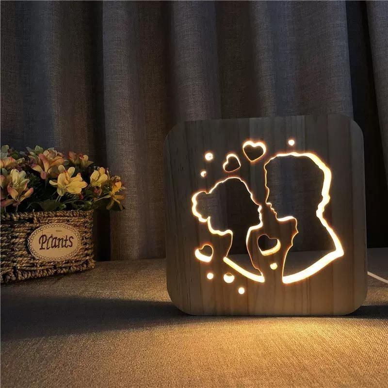 Sweet Couple Wooden Decorative Light