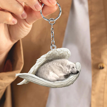 Sleeping Angel Acrylic Keychain Great Pyrenees