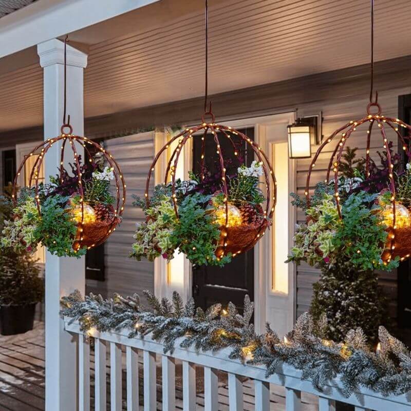 Pre-lit Artificial Christmas Hanging Basket（3 Types）