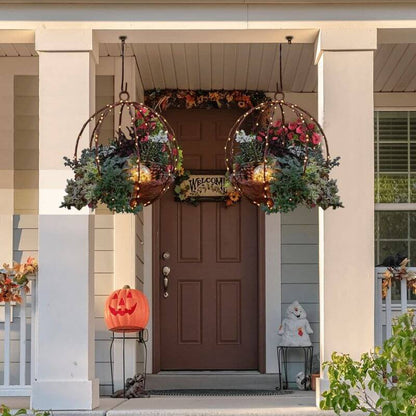 Pre-lit Artificial Christmas Hanging Basket（3 Types）