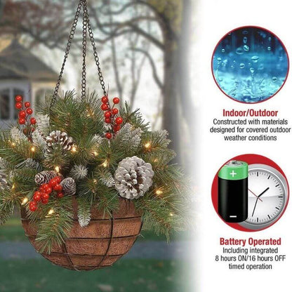Pre-lit Artificial Christmas Hanging Basket（3 Types）