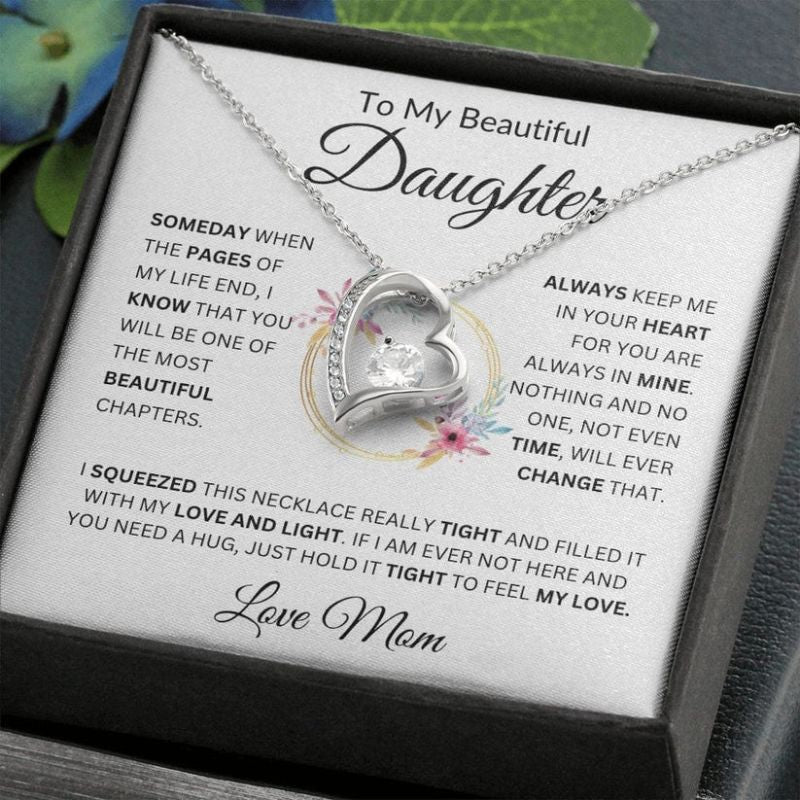 To My Beautiful Daughter - Always Keep Me in Your Heart - Forever Love Necklace