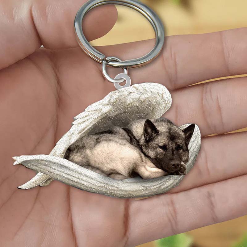 Sleeping Angel Acrylic Keychain Norwegian Elkhound SA170