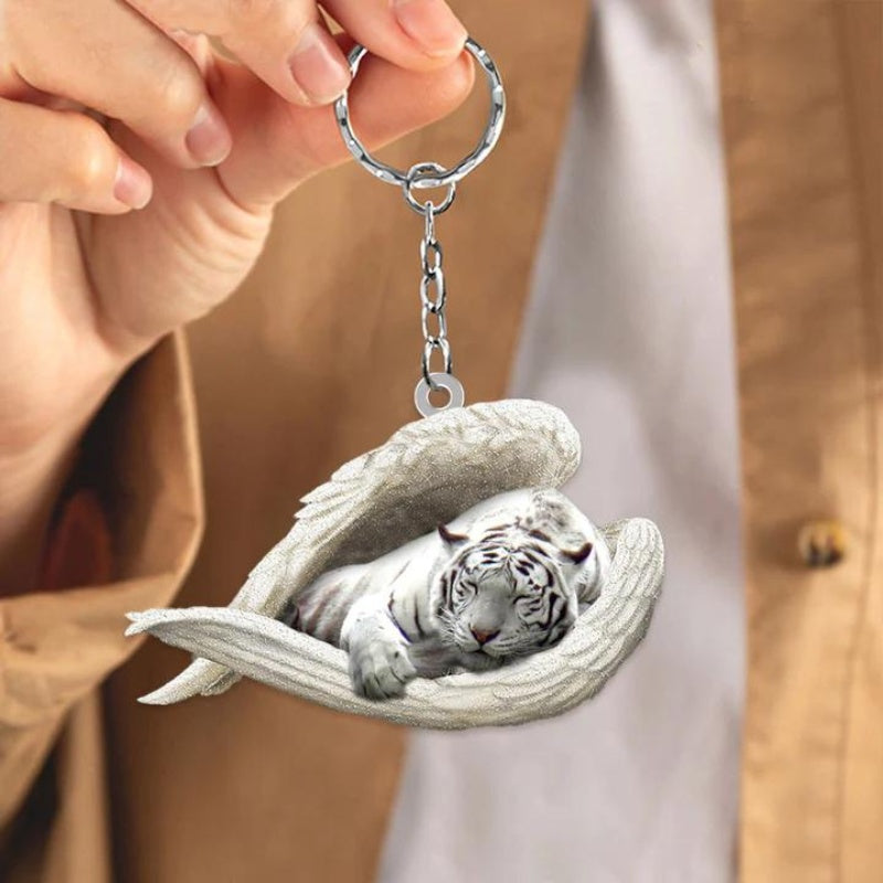 Sleeping Angel Acrylic Keychain White Tiger SA257