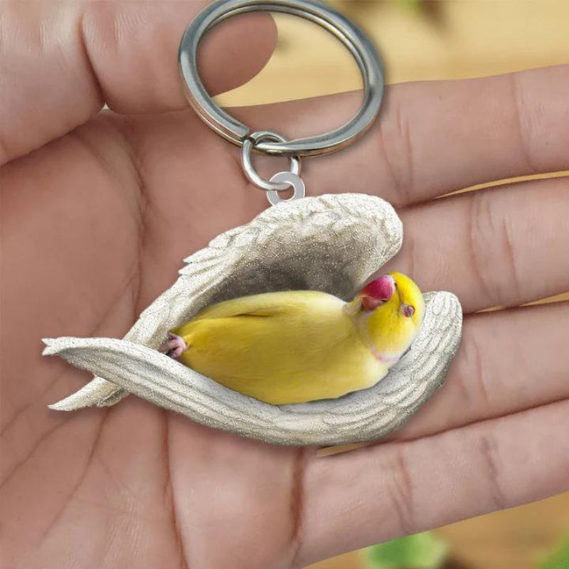 Sleeping Angel Acrylic Keychain Yellow Indian Ring Neck SA259