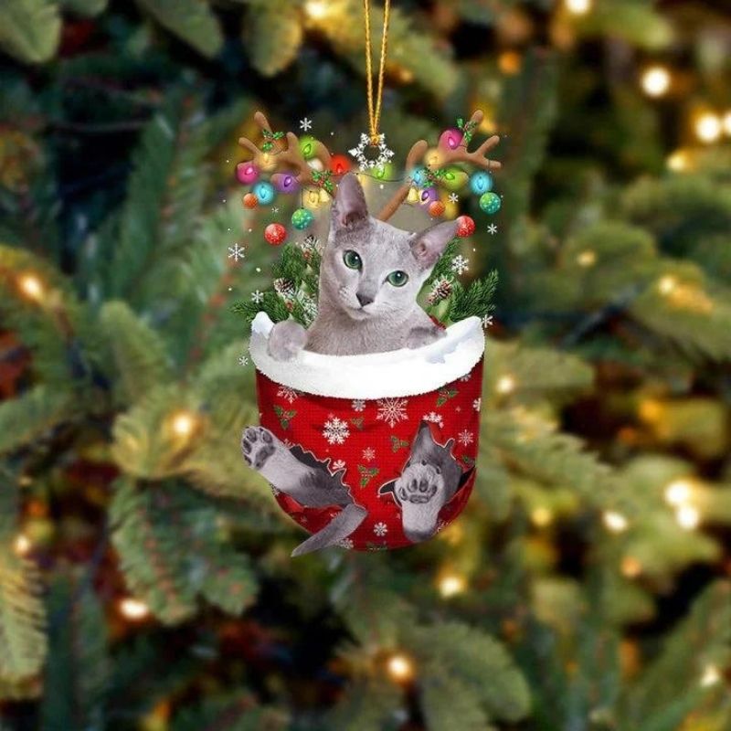 Cat In Snow Pocket Christmas Ornament SP160