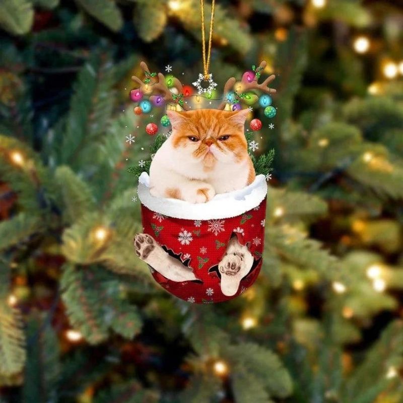 Cat In Snow Pocket Christmas Ornament SP176