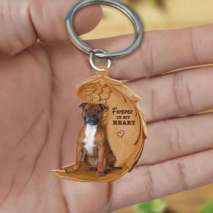 Stafford Shire Bull Terrier Forever In My Heart Acrylic Keychain FK057