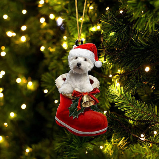 West Highland White Terrier In Santa Boot Christmas Hanging Ornament SB008
