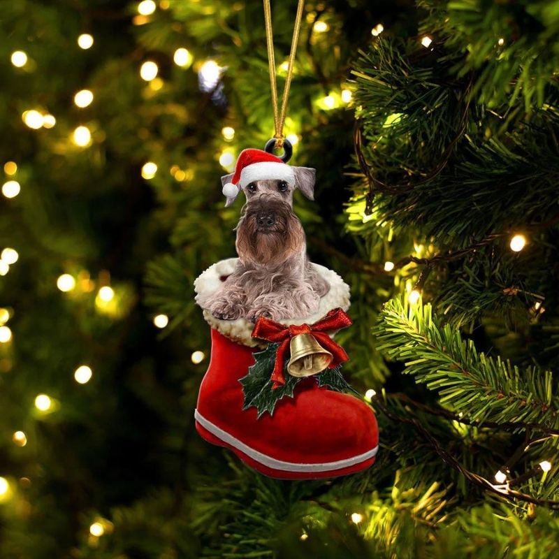 Cesky Terrier In Santa Boot Christmas Hanging Ornament SB093