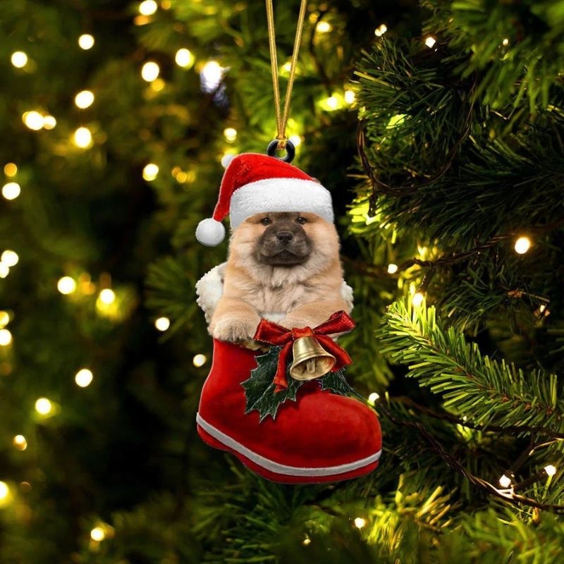 Chow Chow In Santa Boot Christmas Hanging Ornament SB095