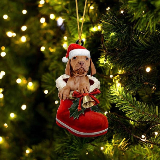 Vizsla In Santa Boot Christmas Hanging Ornament SB125