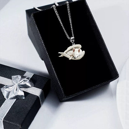 White German Shepherd Sleeping Angel Stainless Steel Necklace SN030