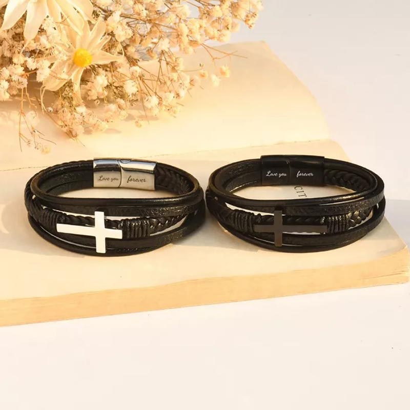 To My Son Love You Forever Cross Bracelet - Card027
