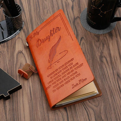 Mom To Daughter - Enjoy The Ride - Engraved Leather Journal Notebook