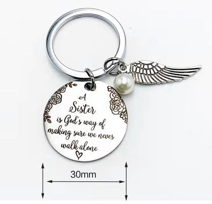 "A Sister is God's Way of Making Sure We Never Walk Alone" Keychain⇝💓