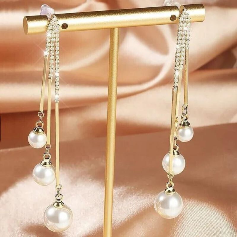 Elegant Pearl Tassel Earrings