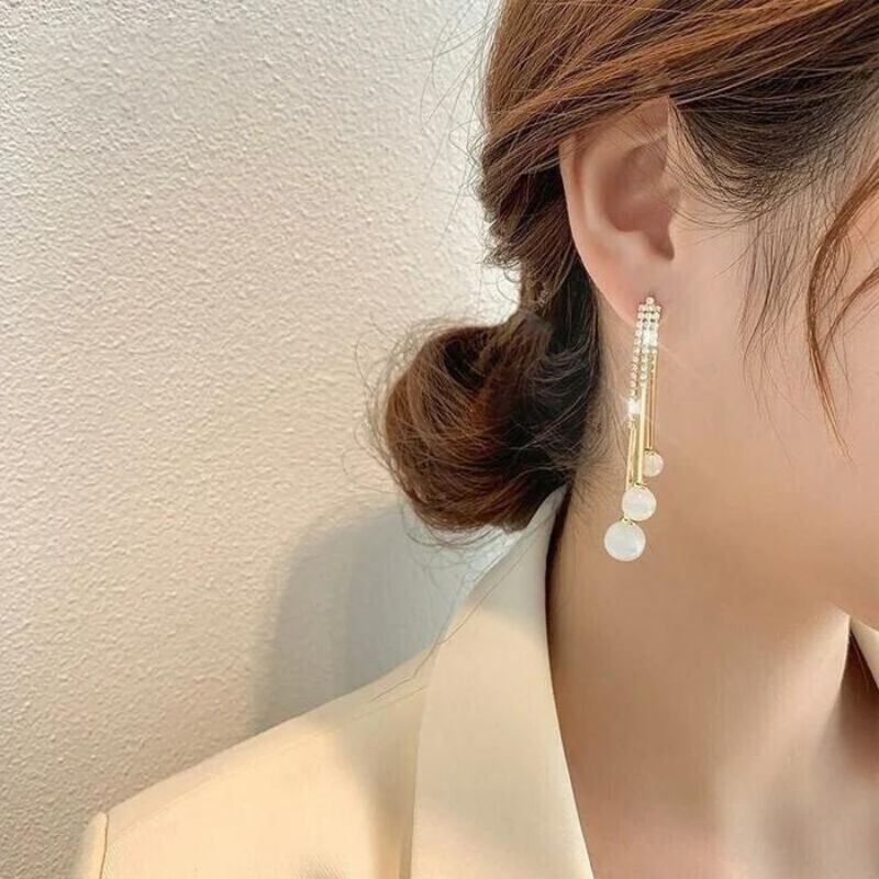 Elegant Pearl Tassel Earrings