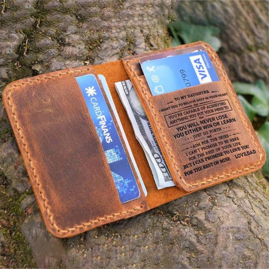 To My Daughter From Dad - Leather Bifold Wallet