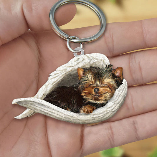 Sleeping Angel Acrylic Keychain Yorkshire Terrier